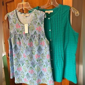 Loft (2) sleeveless blouses shirts tops lot of 2 sz M